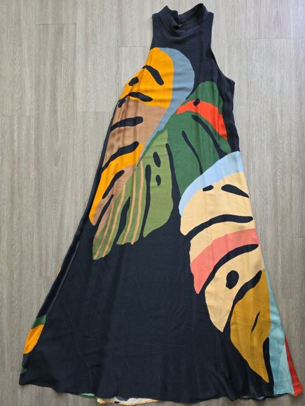 Farm Rio Anthropologie Dress XS Tropical Abstract Sleeveless Midi Boho - Picture 12 of 16